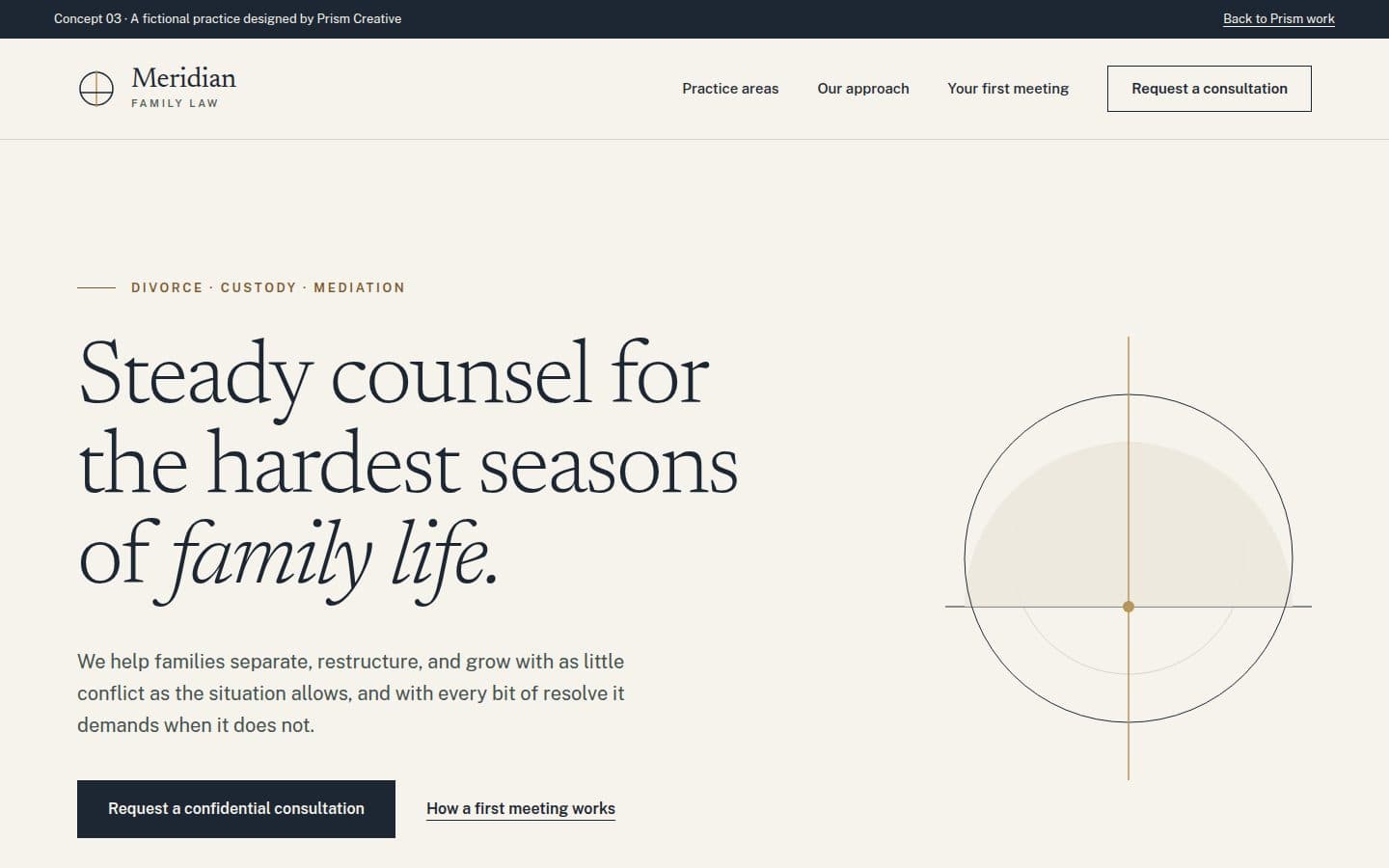 Meridian Family Law concept homepage