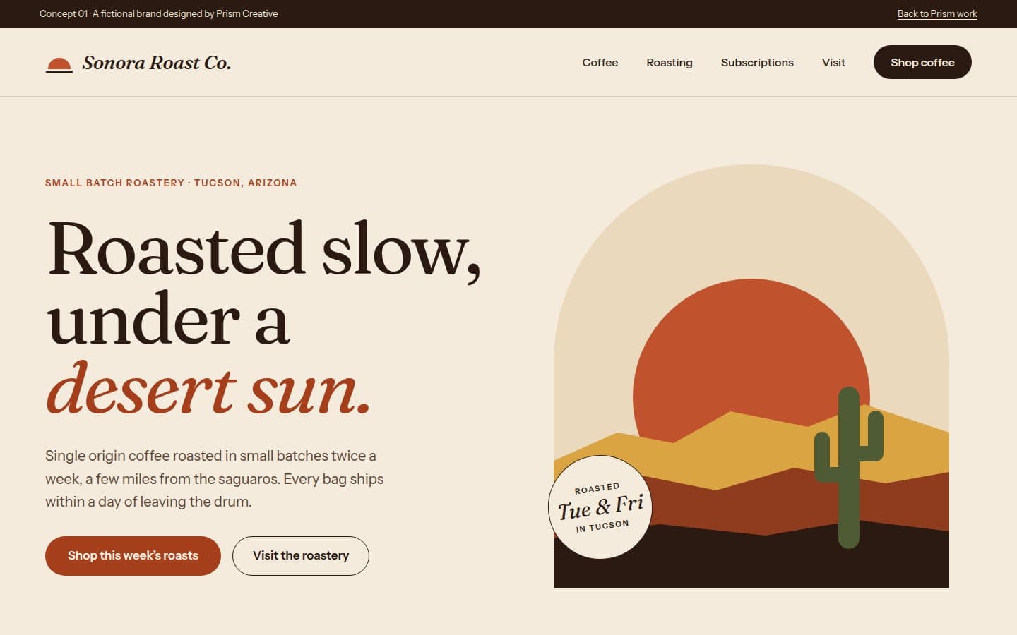 Sonora Roast Co. concept homepage